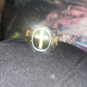 Men's Two-Tone Cross Ring